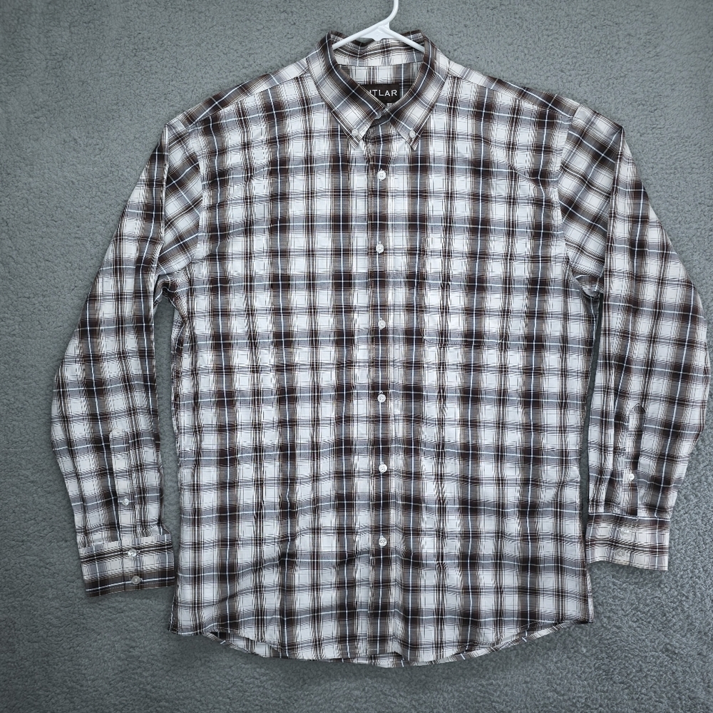 Pintlar Western Button Up Shirt Mens XL Brown Plaid Cotton Blend Fabric